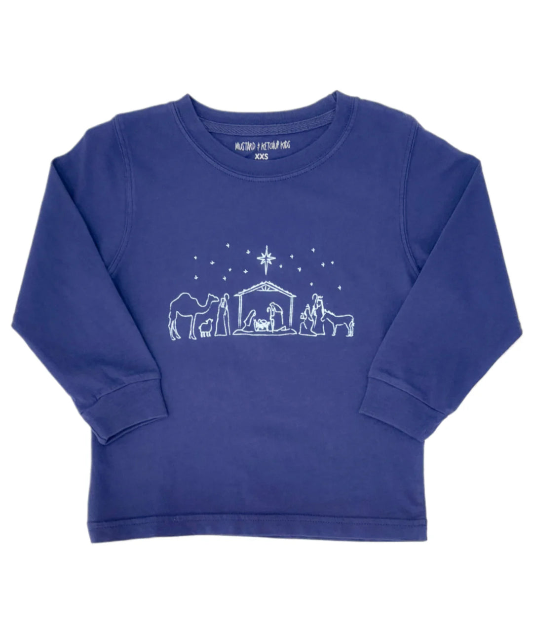 LS Navy with Light Blue Ink Nativity T-Shirt