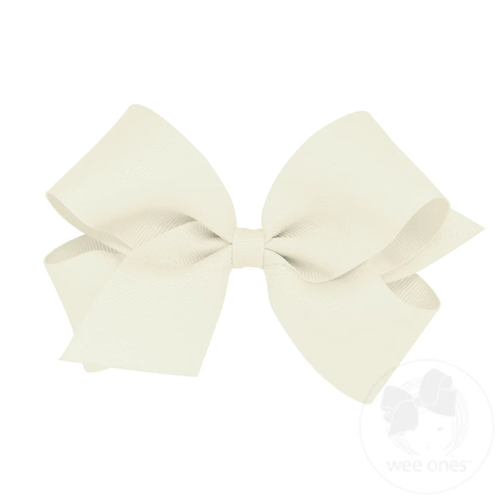 Classic Grosgrain Antique White Hair Bow (Plain Wrap)