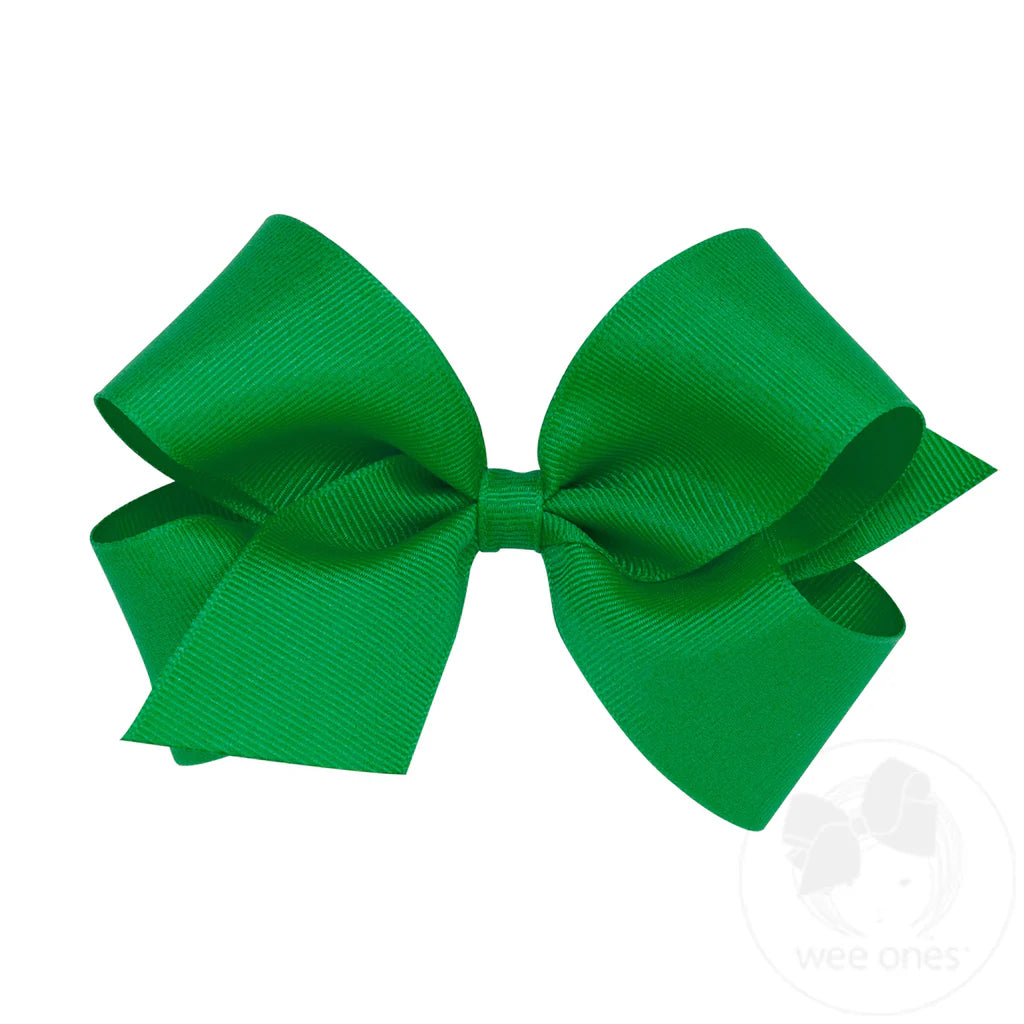 Classic Green Grosgrain Hair Bow (Plain Wrap)