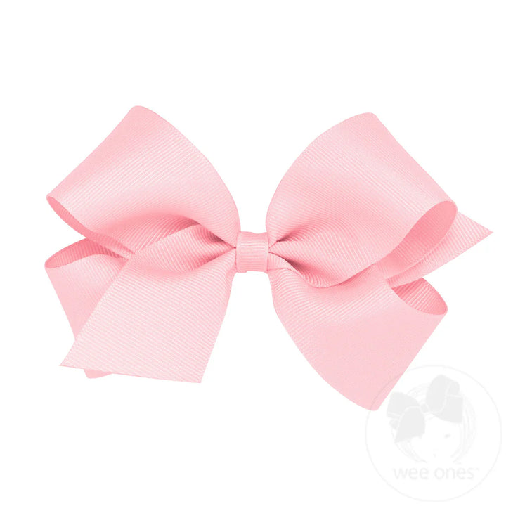 Light Pink Classic Grosgrain Hair Bow (Plain Wrap)