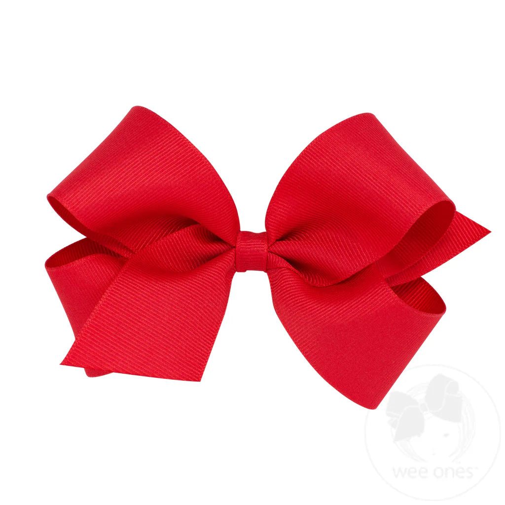 Classic Red Grosgrain Hair Bow (Plain Wrap)