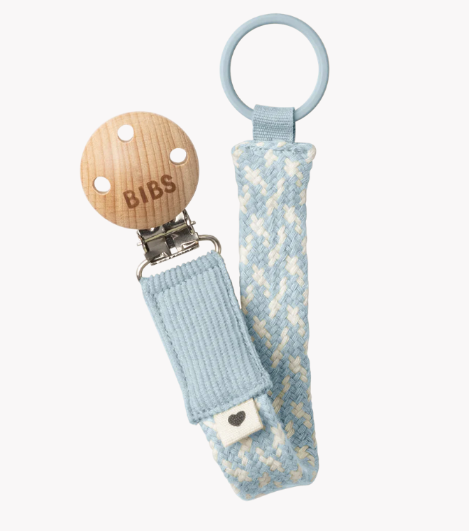 Pacifier Clip Baby Blue/Ivory