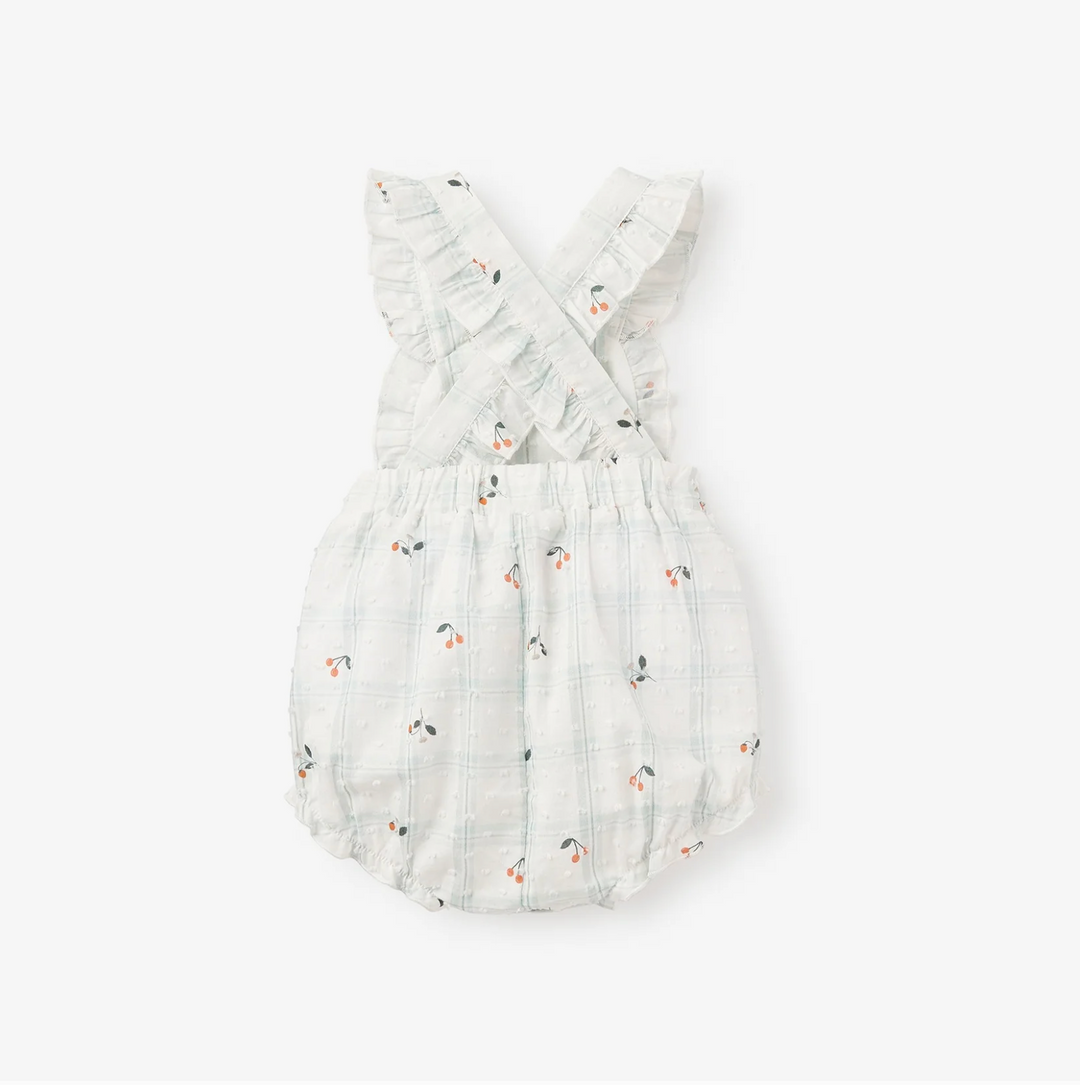 Strawberry Picnic Swiss Dot Bibbed Bubble