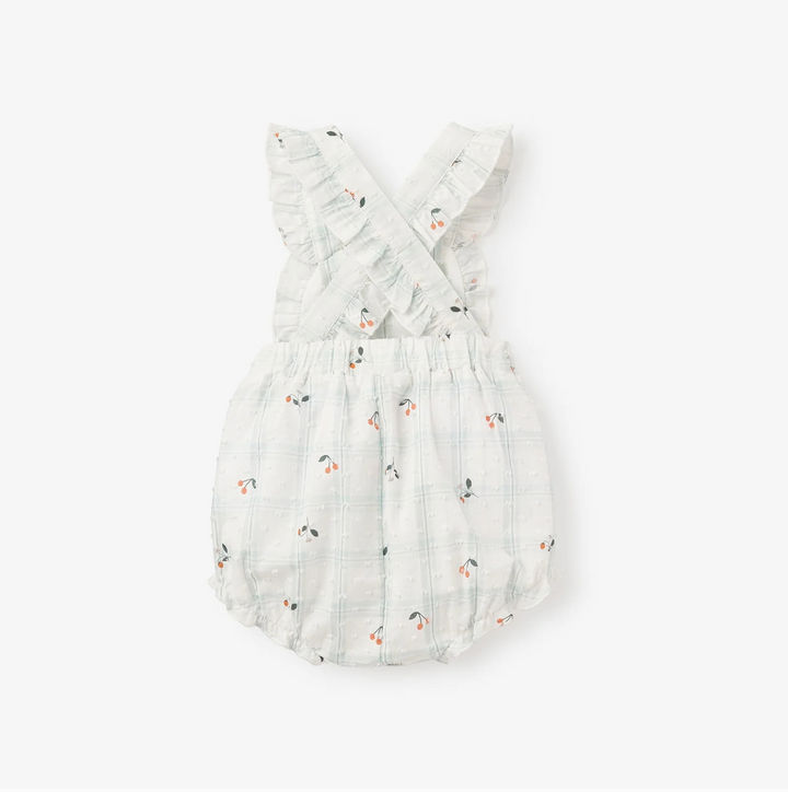 Strawberry Picnic Swiss Dot Bibbed Bubble