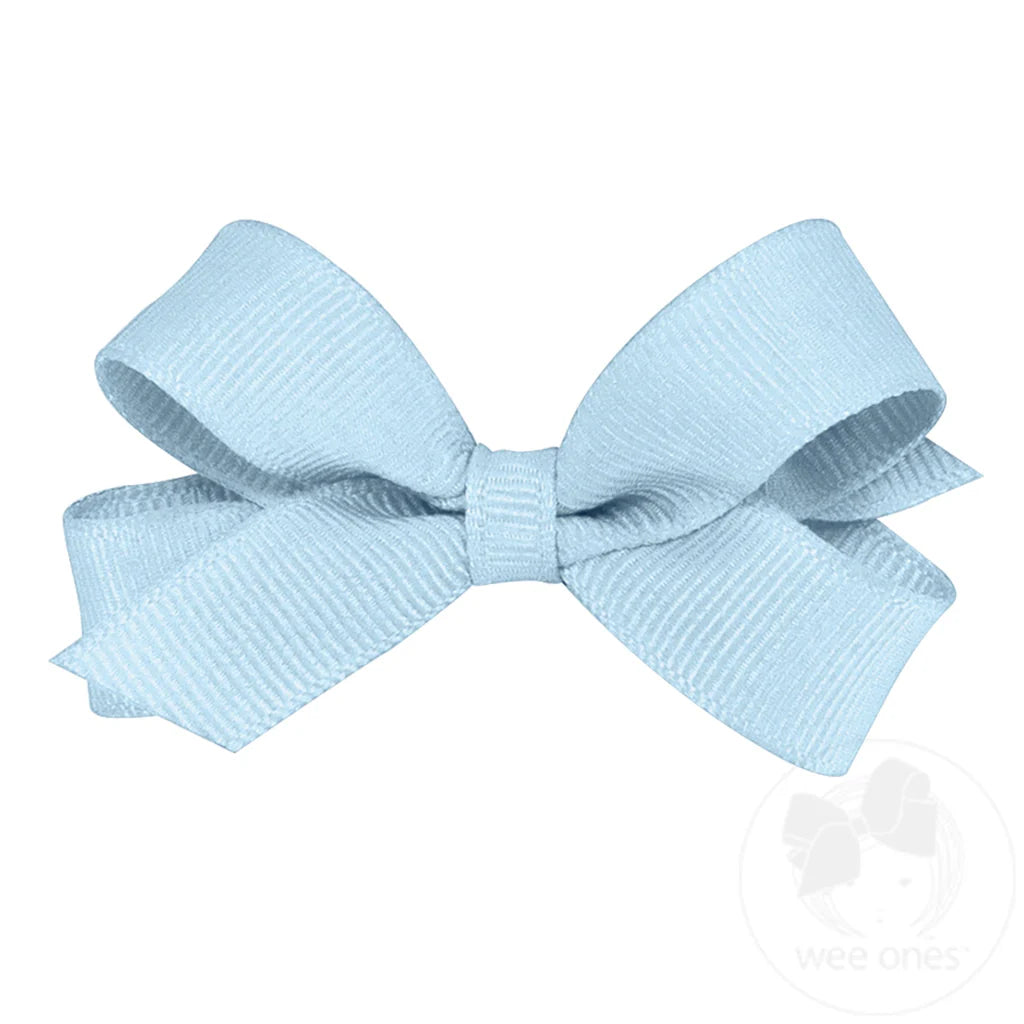 Classic Millennium Blue Grosgrain Hair Bow (Plain Wrap)