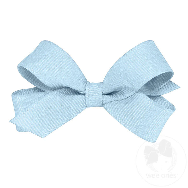 Classic Millennium Blue Grosgrain Hair Bow (Plain Wrap)