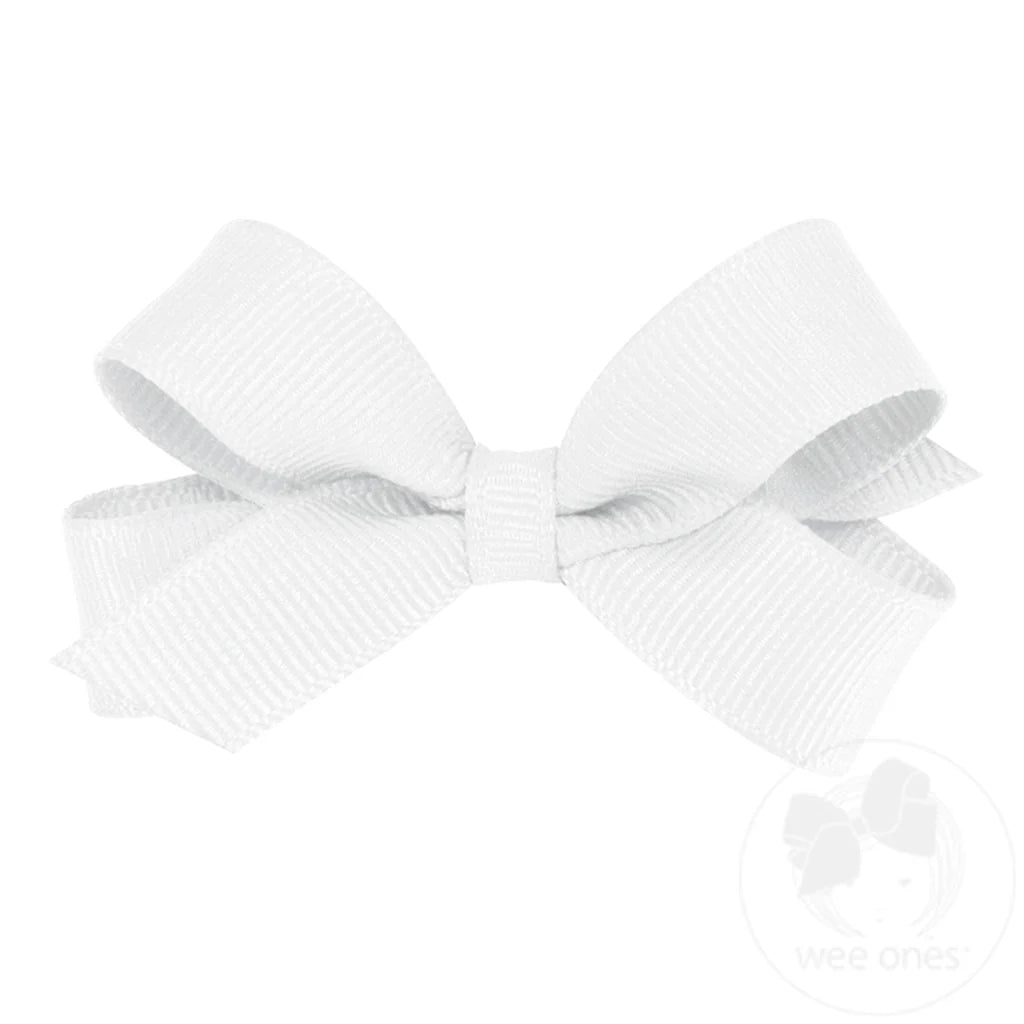 Classic White Grosgrain Girls Hair Bow (Plain Wrap)