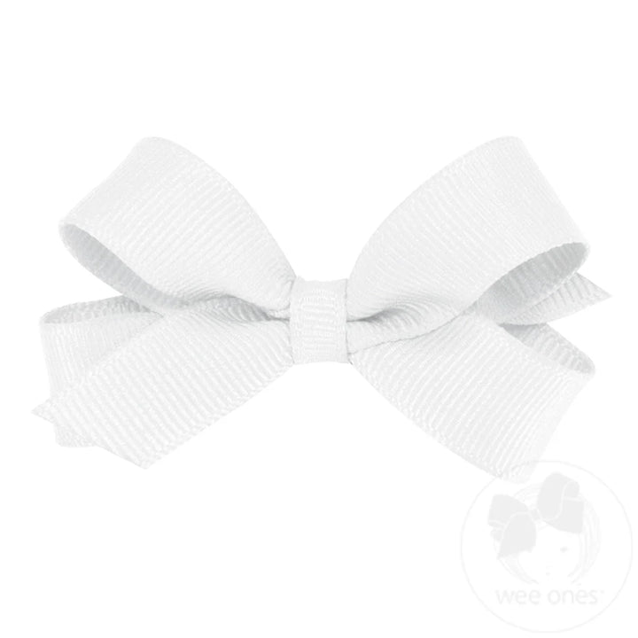 Classic White Grosgrain Girls Hair Bow (Plain Wrap)