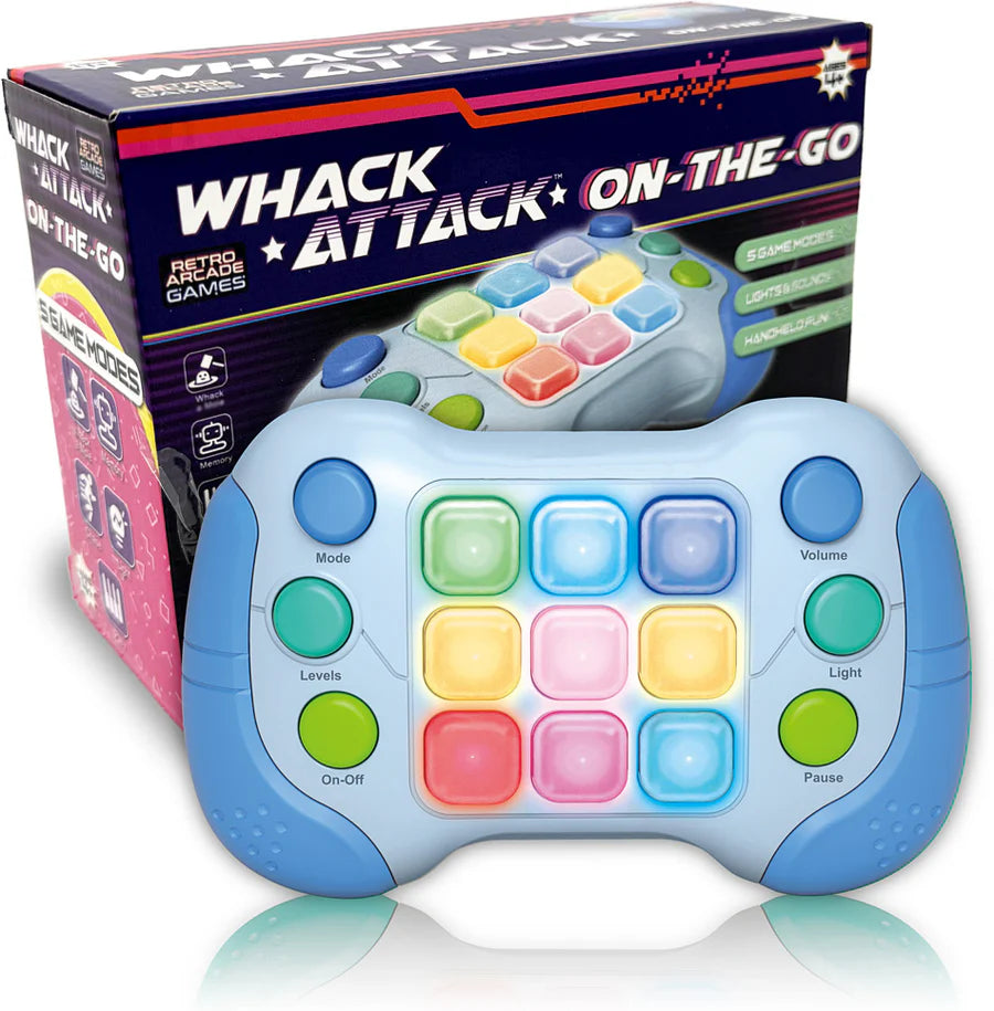 “Close-up of Whack-Attach On-the-Go toy showing bright, textured shapes for sensory play.