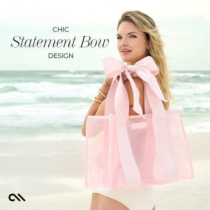 Special Edition Bow Beach Tote With Phone Pouch: Ballet Pink