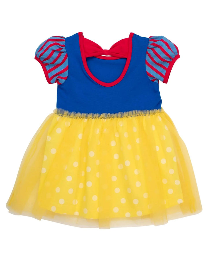 Royal Blue and Yellow Princess Short Sleeve Princess Bow Twirl Dress