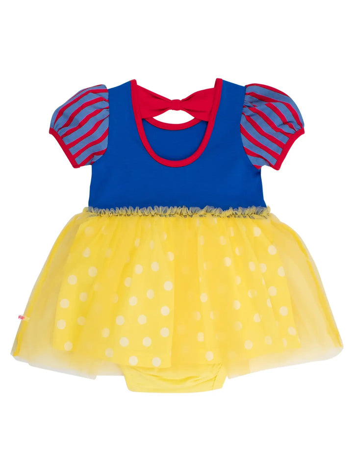 Royal Blue and Yellow Princess Short Sleeve Princess Bow Twirl Romper