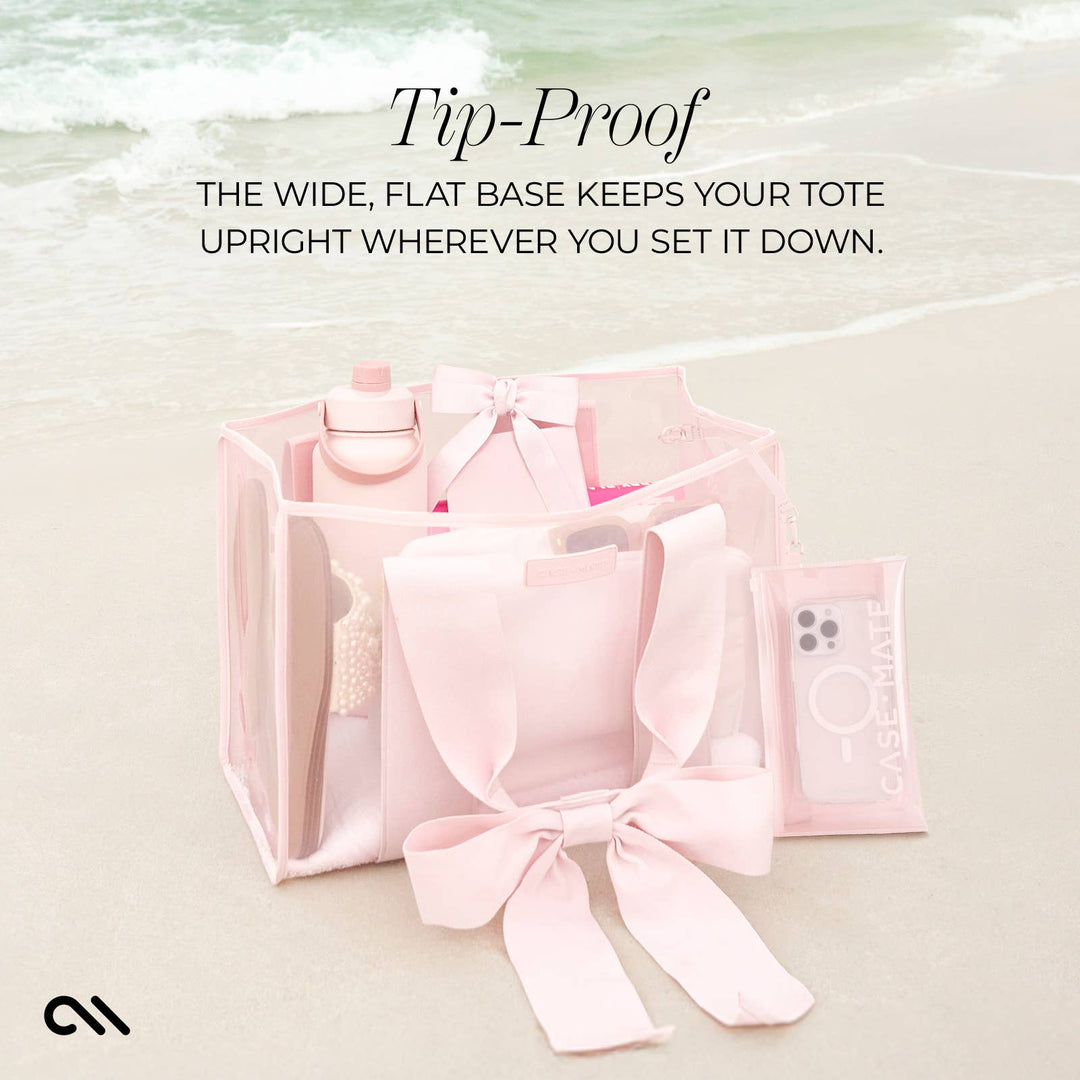Special Edition Bow Beach Tote With Phone Pouch: Ballet Pink