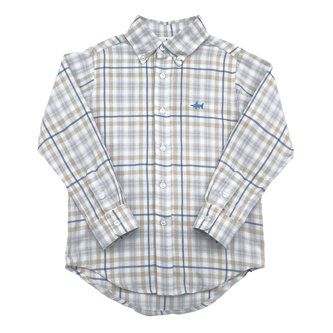 Carter Oxford Shirt Khaki Blue Plaid