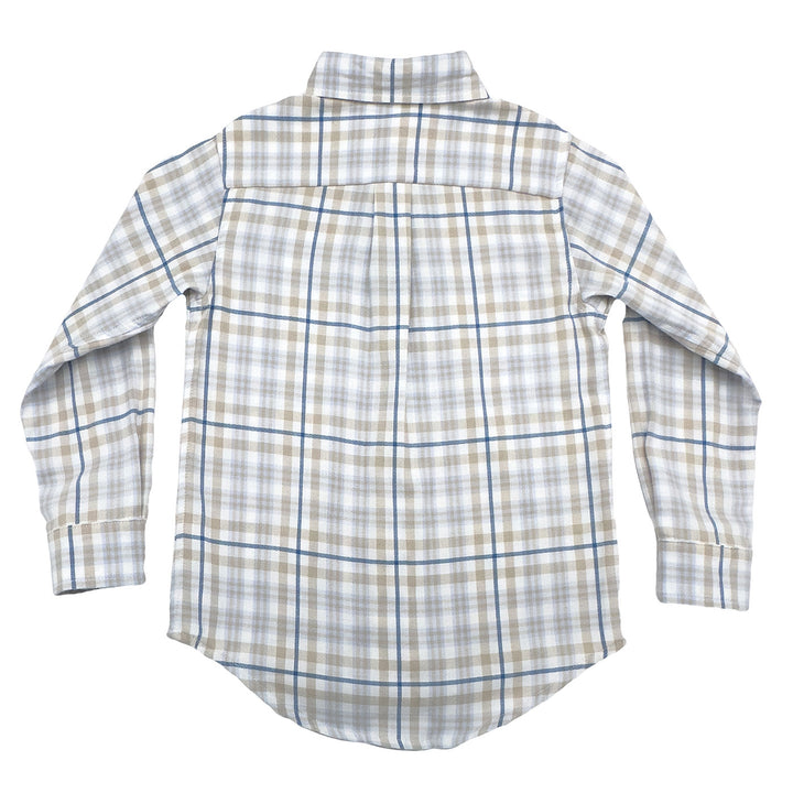 Carter Oxford Shirt Khaki Blue Plaid