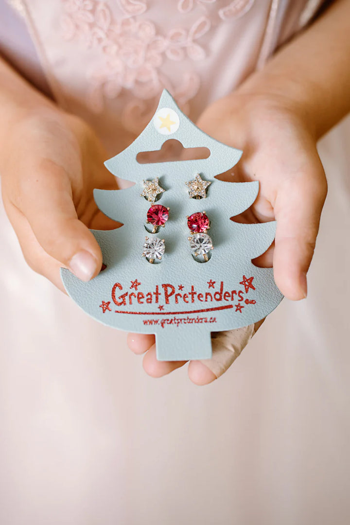Holiday Pleather Tree Clip on Earrings