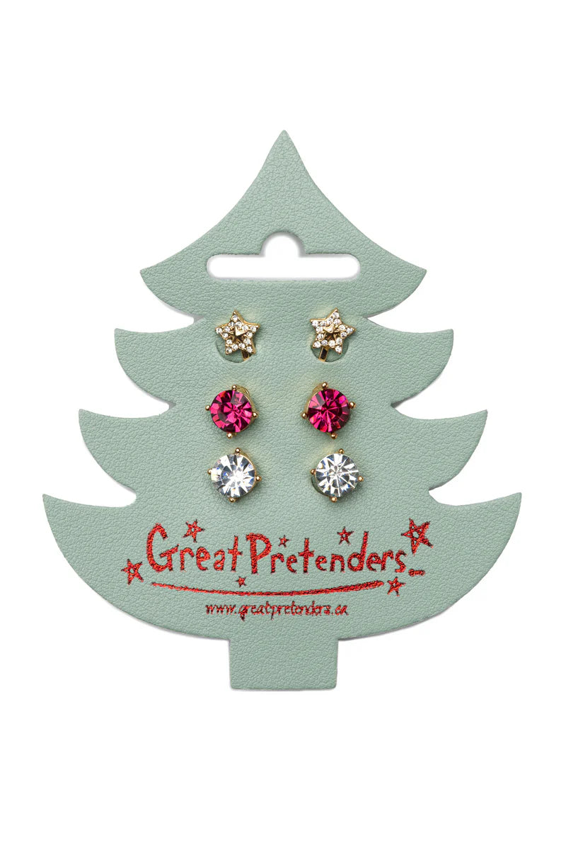 Holiday Pleather Tree Clip on Earrings