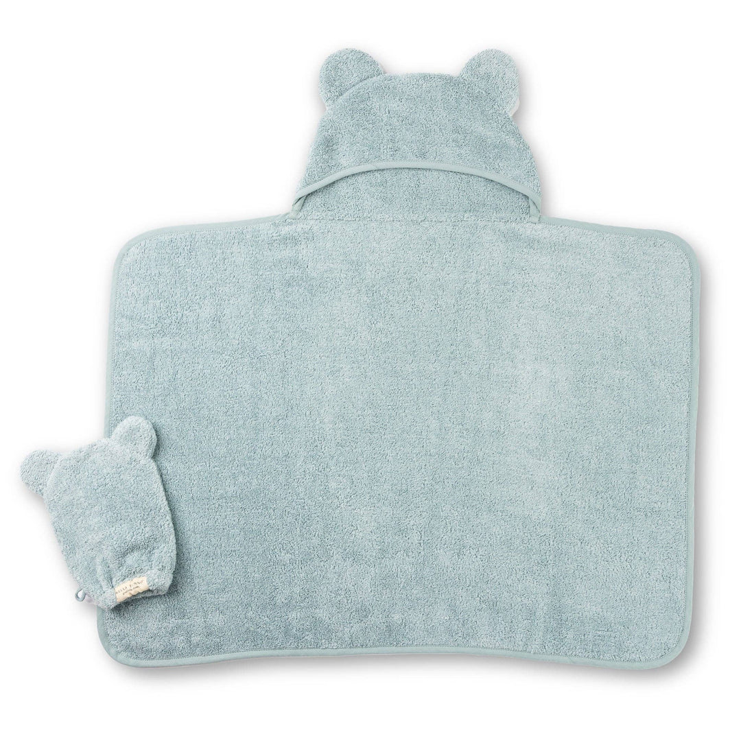 Hooded Towel + Wash Mitt Set Fog: Blue