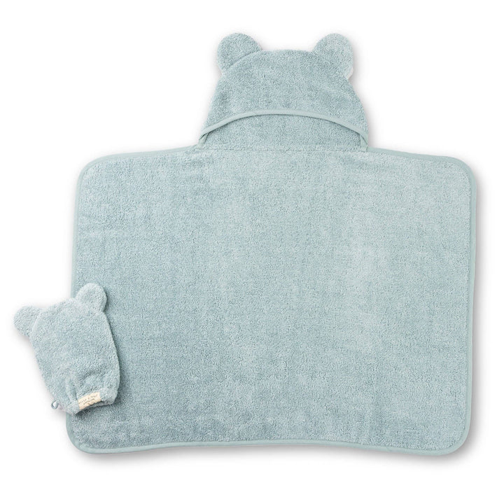 Hooded Towel + Wash Mitt Set Fog: Blue
