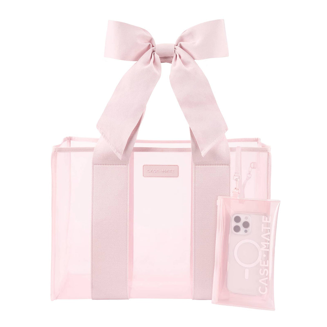Special Edition Bow Beach Tote With Phone Pouch: Ballet Pink