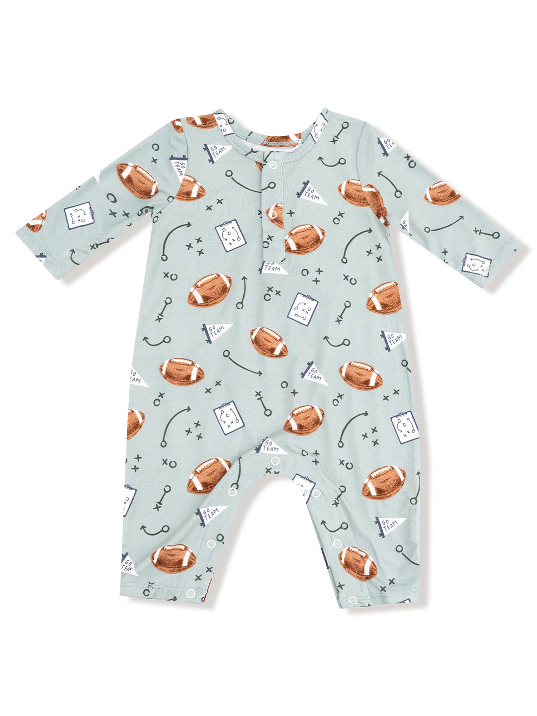 Grey Mist Touchdown Time Long Sleeve Henley Romper