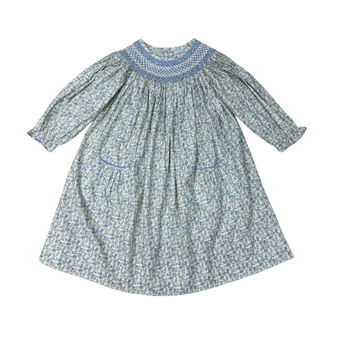 Mini Floral Smocked Geo Long Sleeve Bishop Dress