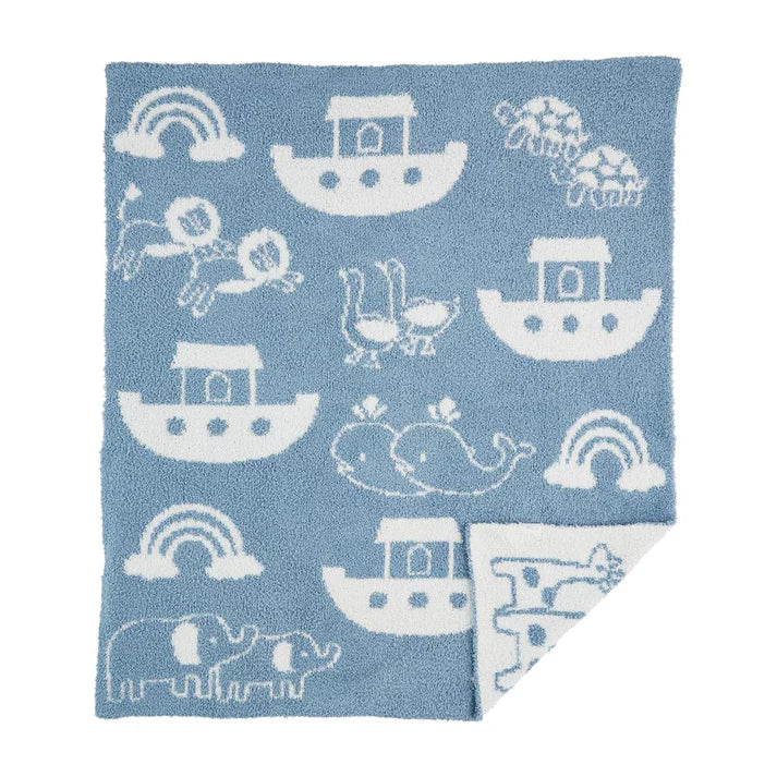 Blue Noah's Ark Chenille Blanket