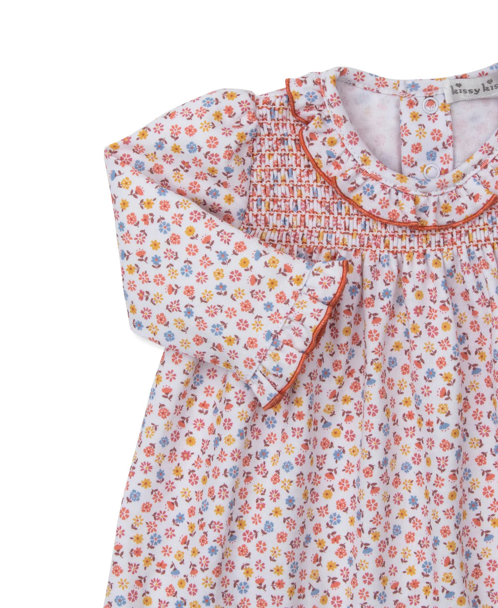 Patchwork Pumpkin Floral Smocked Dress Set