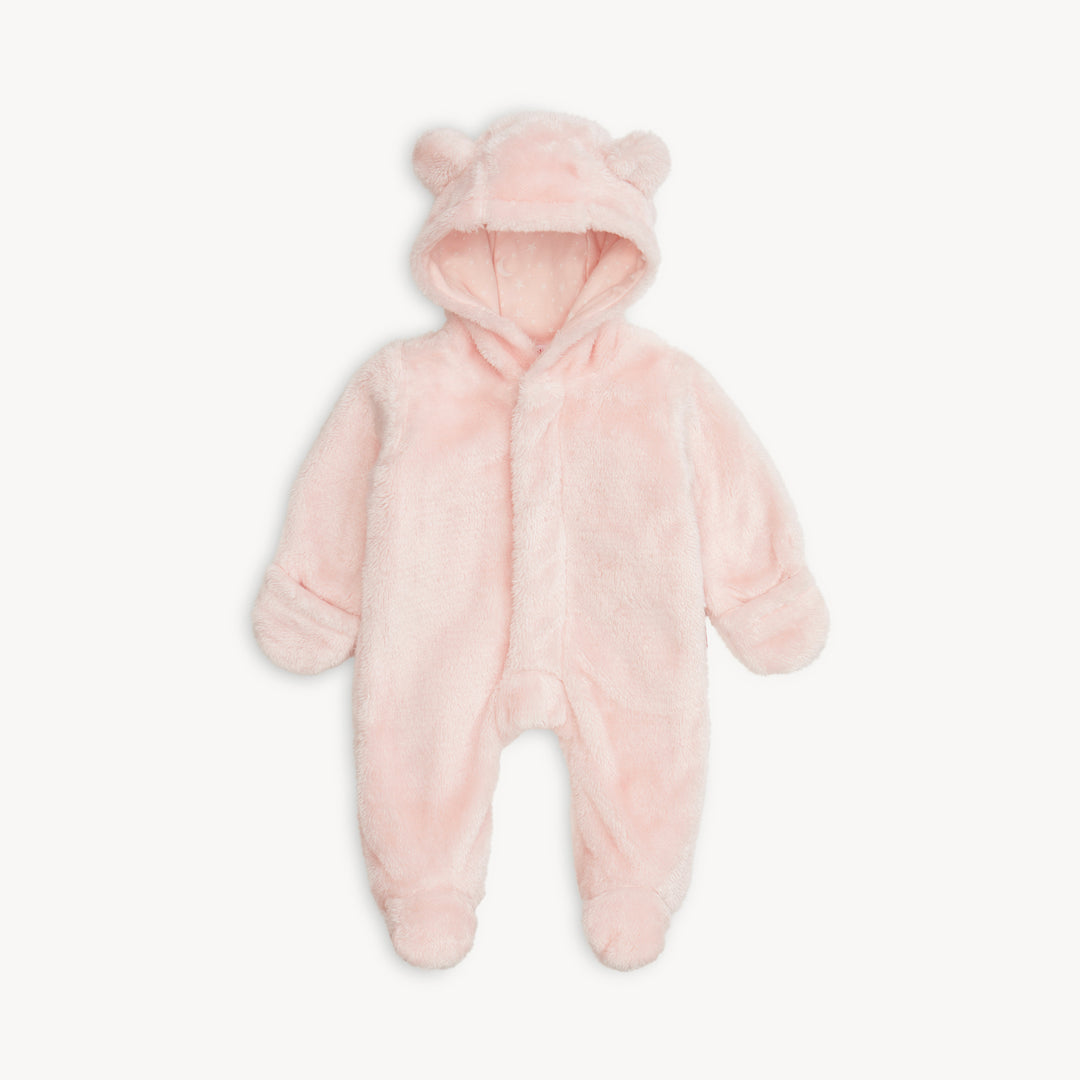 Pink Blossom Minky Bear Footie