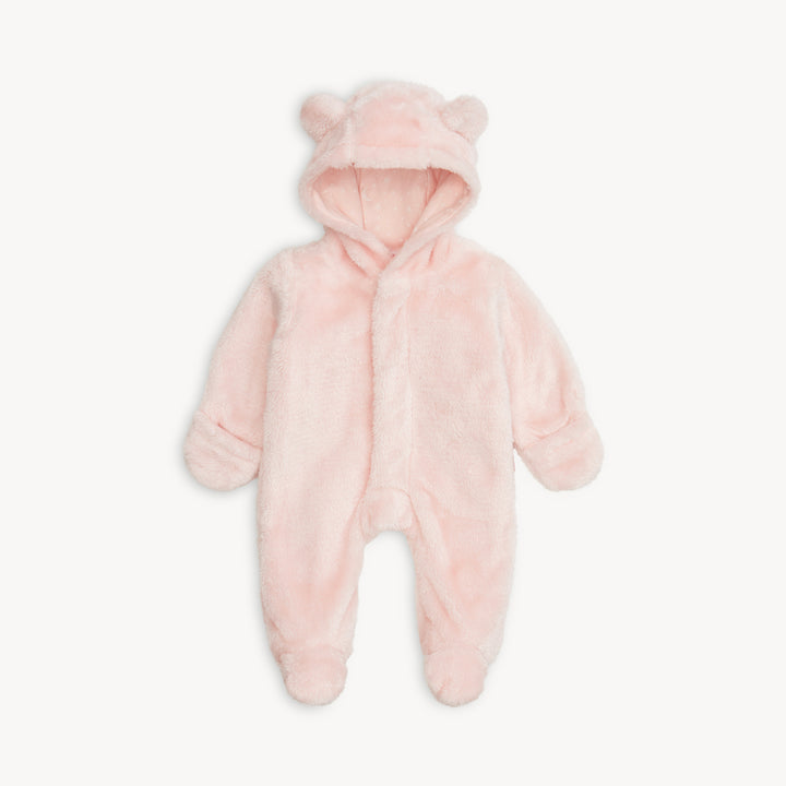 Pink Blossom Minky Bear Footie