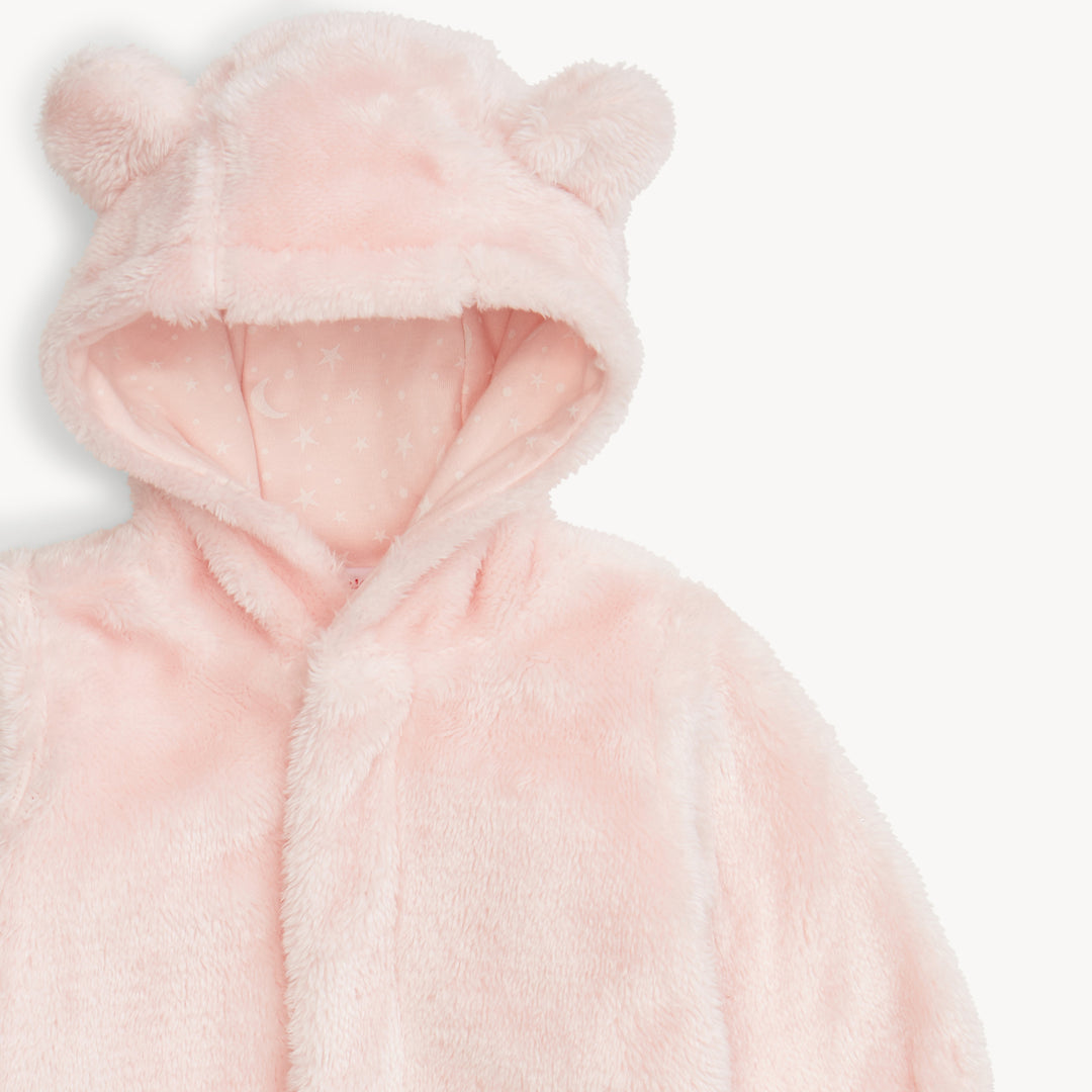 Pink Blossom Minky Bear Footie