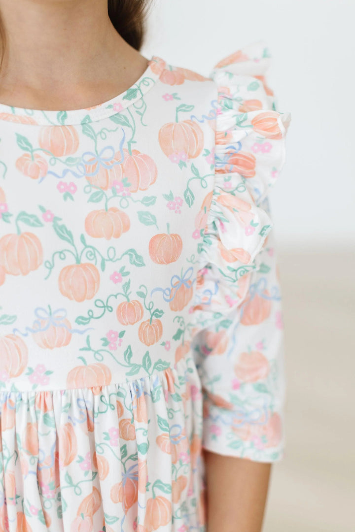 Pretty Pumpkin Ruffle Twirl Dress
