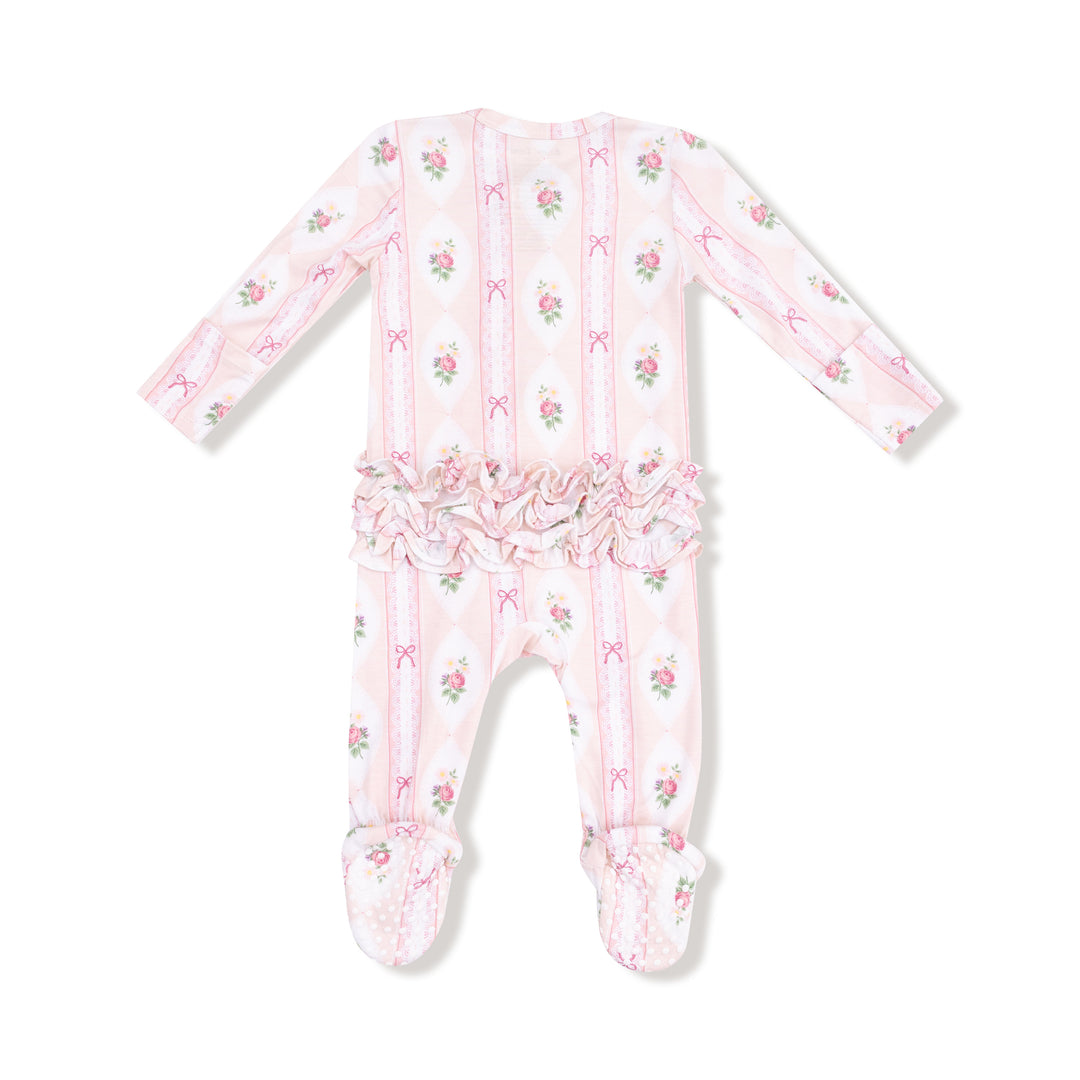 Ogee Lace Floral 2 Way Ruffle Zipper Footie