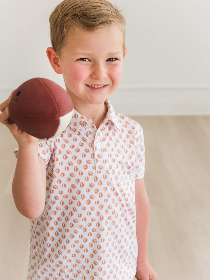 Football Frenzy Knit Short Sleeve Performance Polo