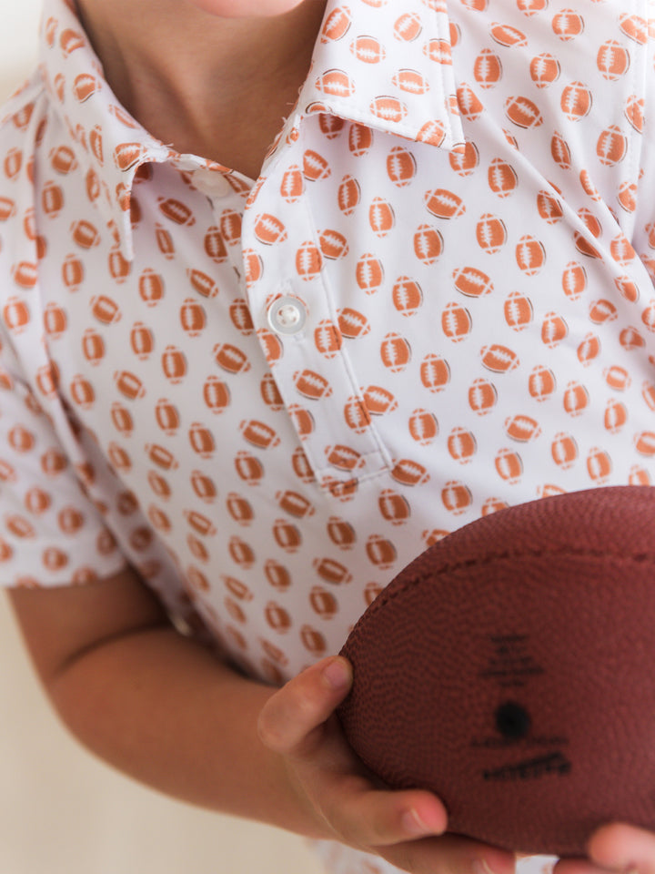 Football Frenzy Knit Short Sleeve Performance Polo