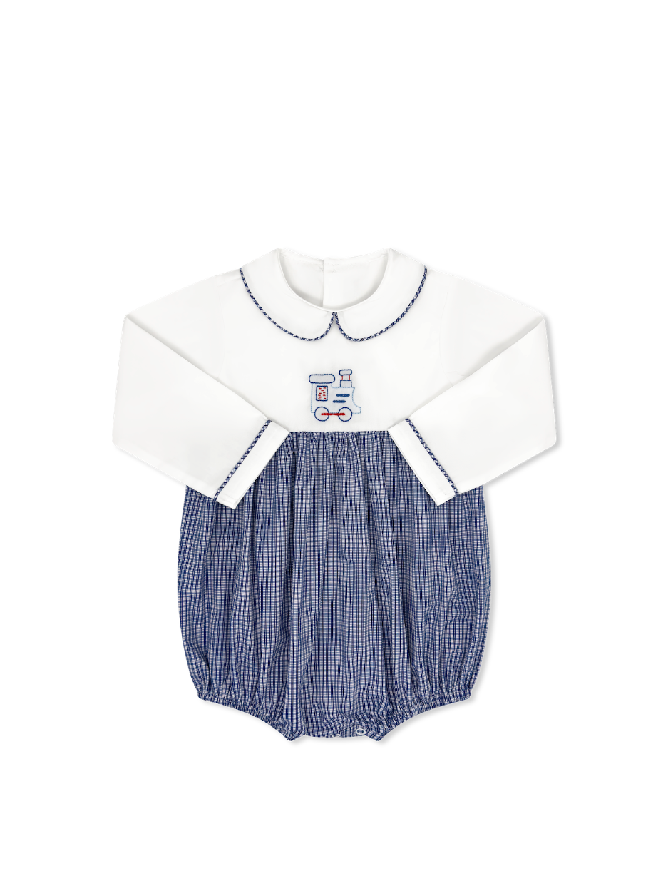Baby Bea Bubble - Navy Woven with Train