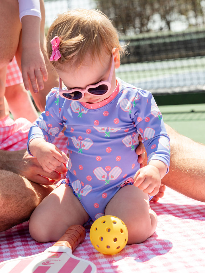 Pickleball Playtime Long Sleeve One Piece Rash Guard Swimsuit
