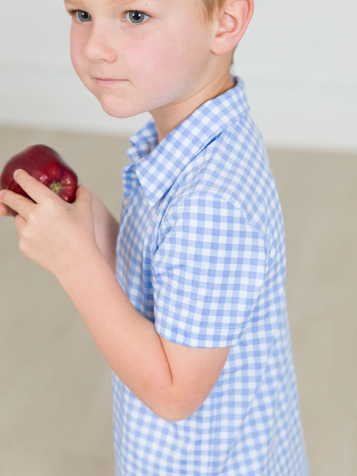 Classic Periwinkle Knit Short Sleeve Performance Polo