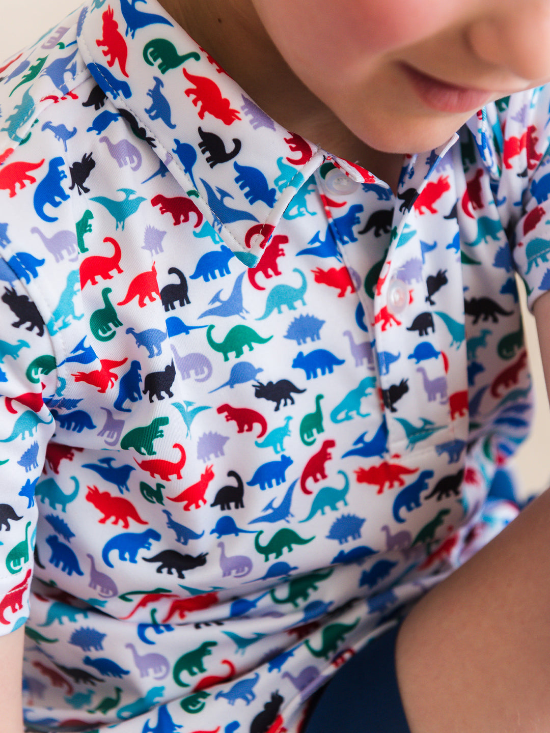 Dino Roar Knit Short Sleeve Performance Polo