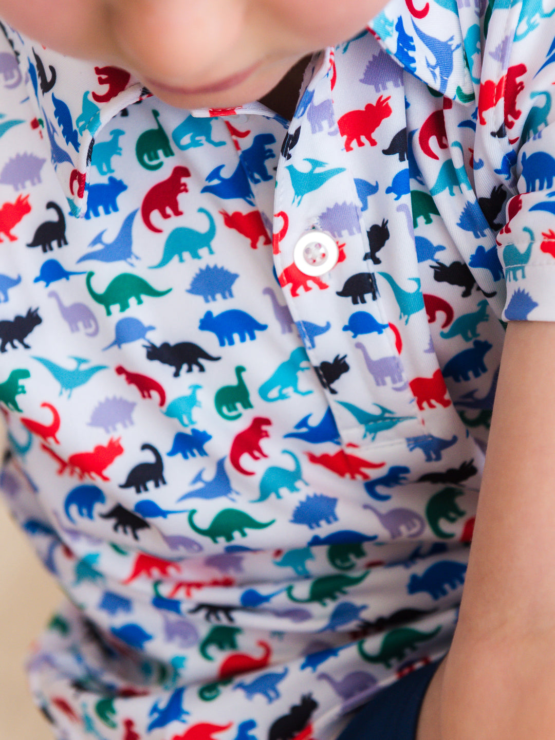 Dino Roar Knit Short Sleeve Performance Polo