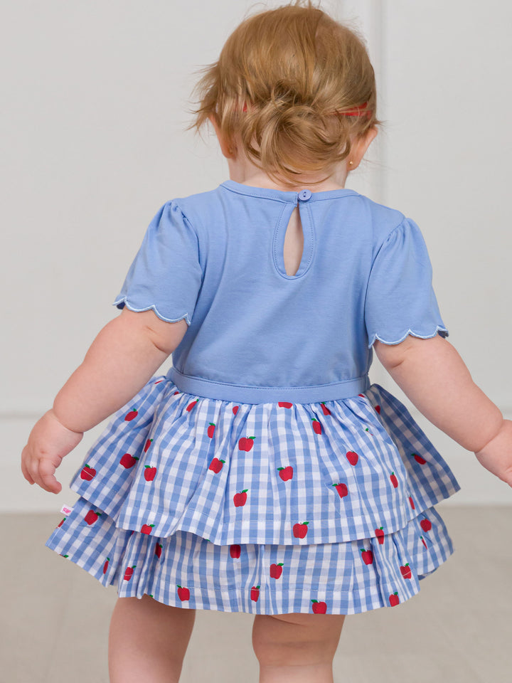 Apple Orchard Mixed Media Short Sleeve Skirted Romper
