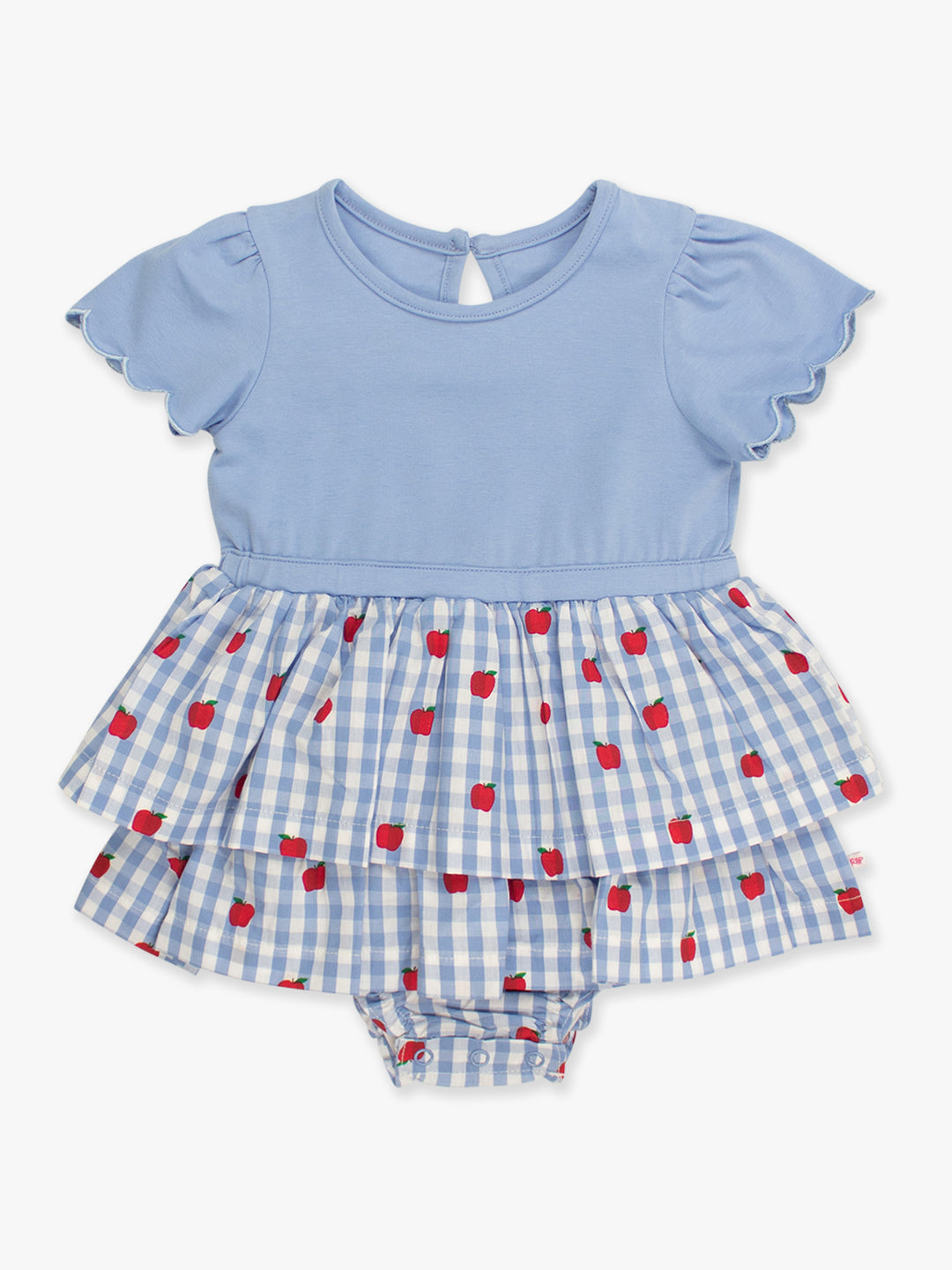 Apple Orchard Mixed Media Short Sleeve Skirted Romper