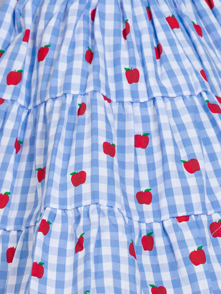 Apple Orchard Mixed Media Short Sleeve Tiered Dress