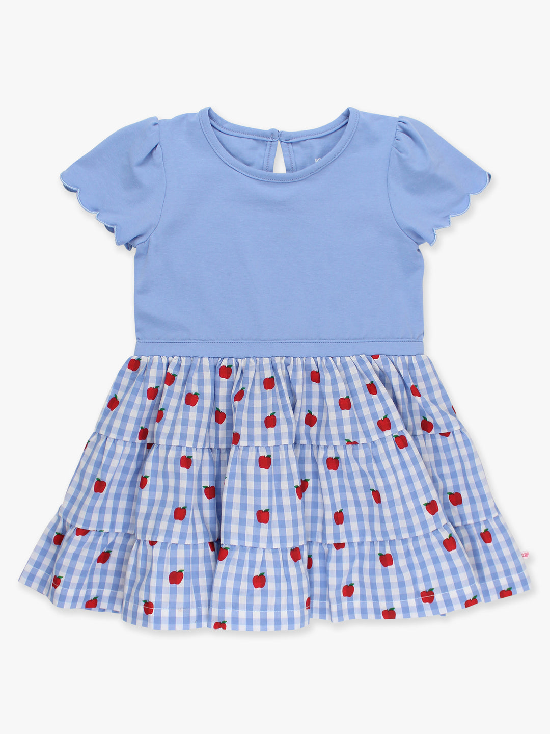 Apple Orchard Mixed Media Short Sleeve Tiered Dress