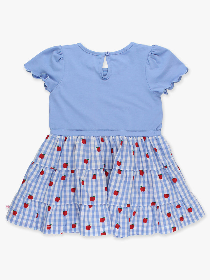 Apple Orchard Mixed Media Short Sleeve Tiered Dress