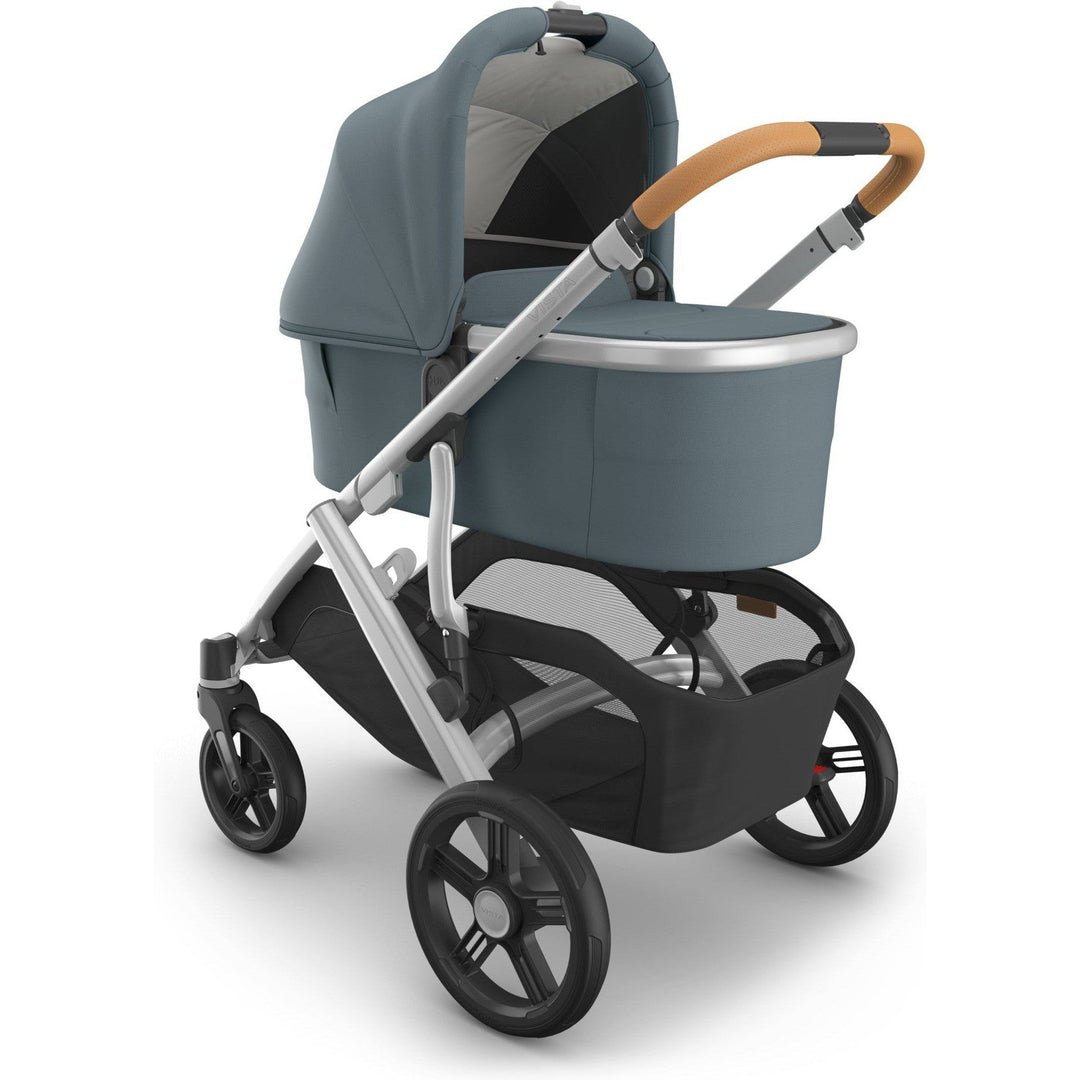 UPPAbaby Bassinet V3 attached to a Vista V3 stroller, a top from-birth setup for newborns