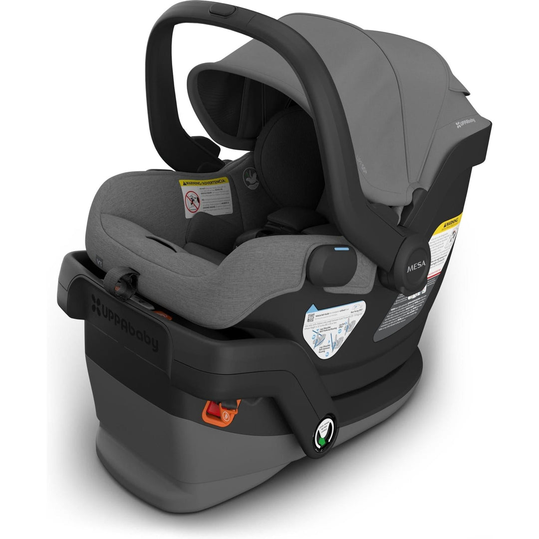UPPAbaby Mesa V3 infant car seat in Greyson charcoal melange, three-quarter front view