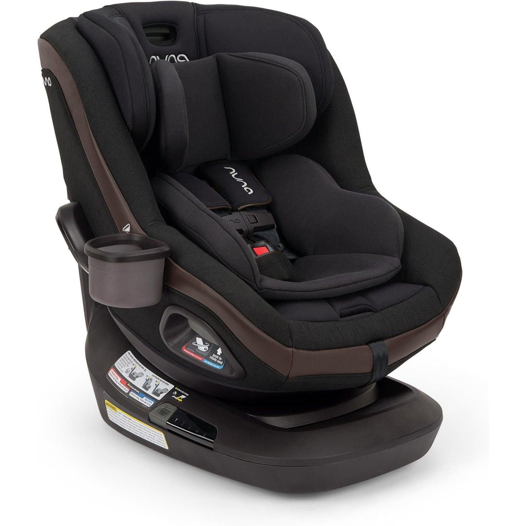 Nuna REVV Maxx 360-degree rotating convertible car seat in Caviar, the featured pick in the Cuddles & Carriages Nuna car seat buying guide