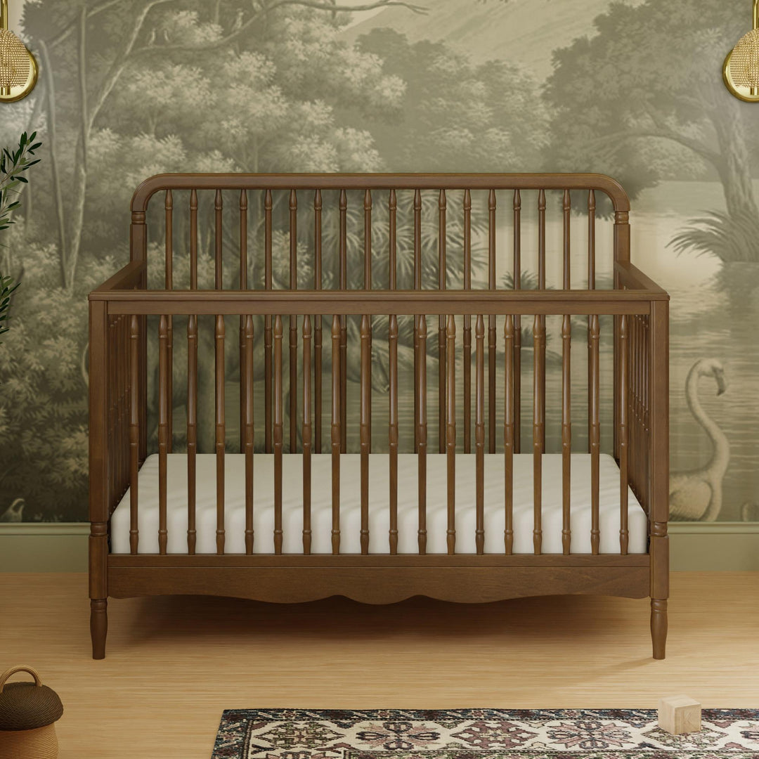 Namesake Liberty spindle convertible crib in a nursery — Namesake vs. Babyletto furniture comparison