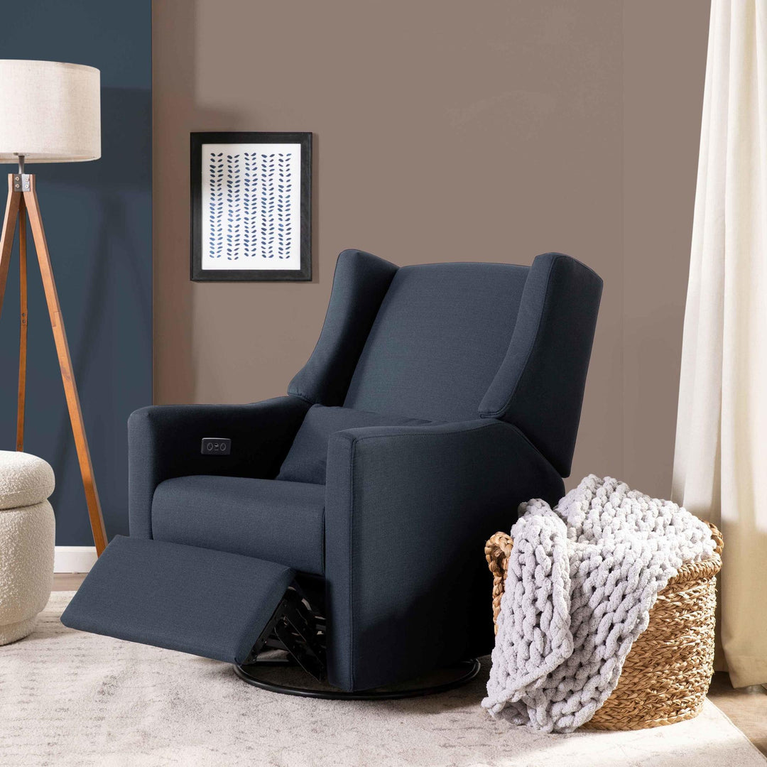 Babyletto Kiwi Electronic Recliner and Swivel Glider, the top-pick nursery glider, shown in boucle with a light wood base